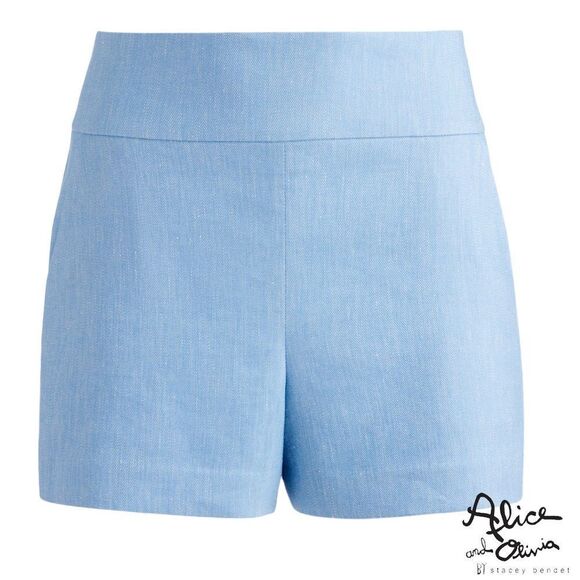 Alice + Olivia **NWT** Donald High Waisted Linen High Waisted Short in Chambray - Picture 7 of 13